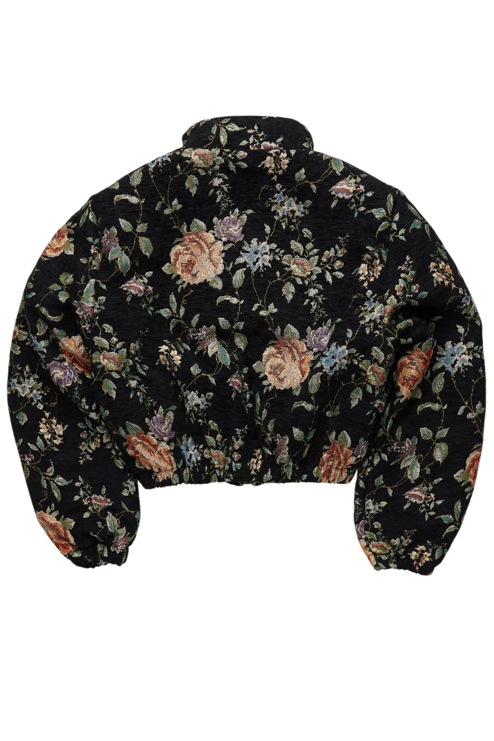 Marionna Black Tapestry Puffer Jacket Female Product Image