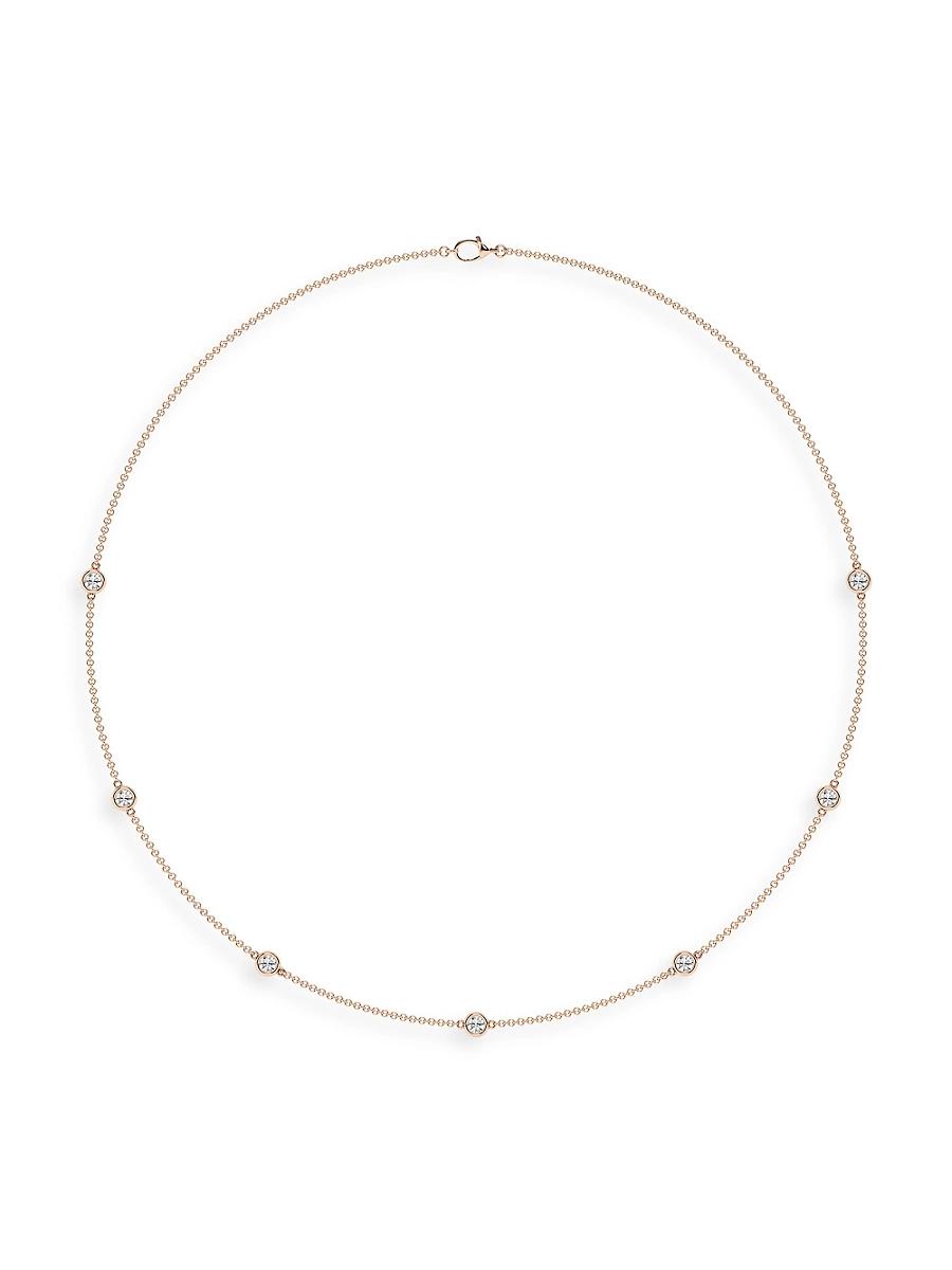 Womens 14K Rose Gold & Lab-Grown 7-Diamond Station Necklace/0.70 2.10 Tcw - Product Image