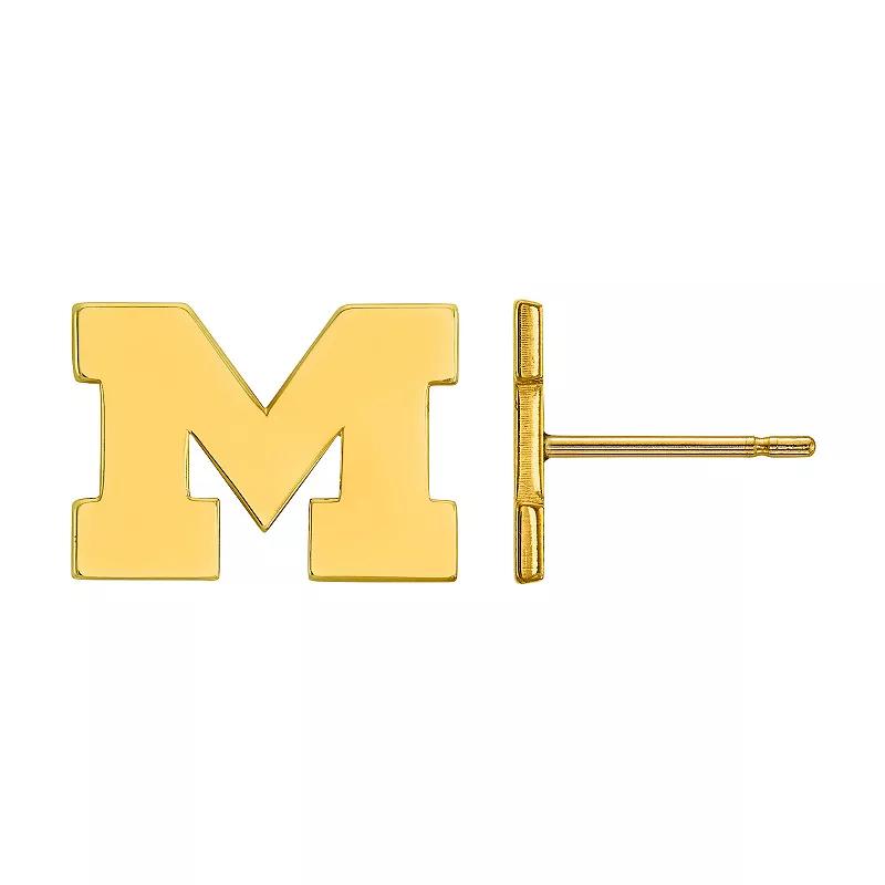 LogoArt Michigan Wolverines Sterling Silver 14K Gold Plated Post Earrings, Women's Product Image