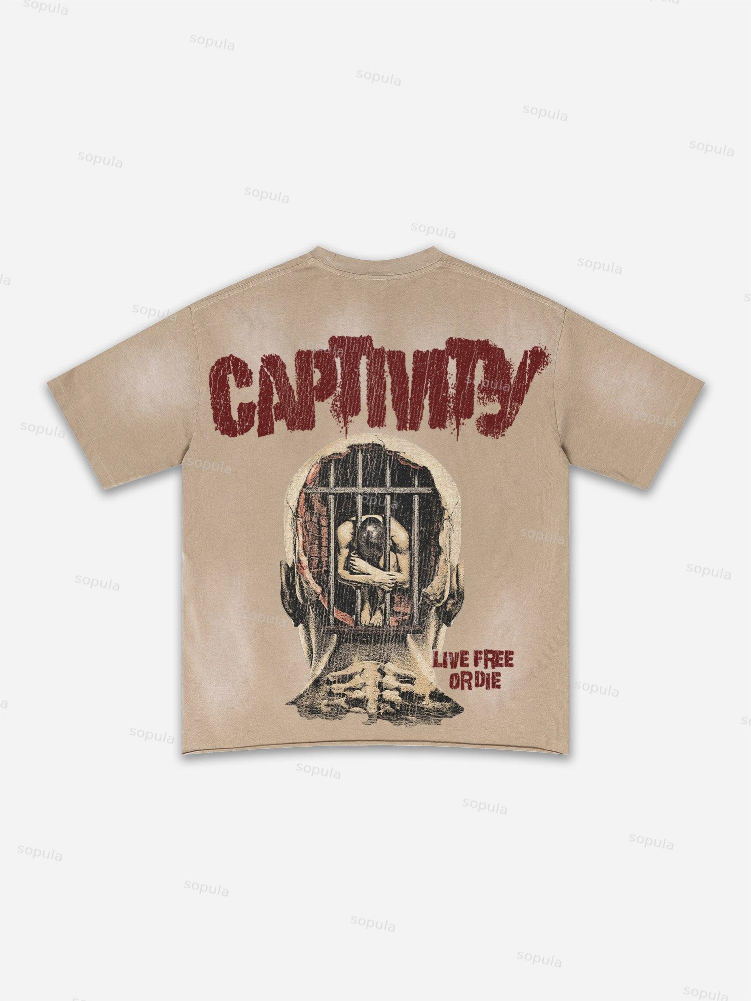 Street Goals Lip Braces Make Vintage Printed Graphic Washed T-shirt Product Image