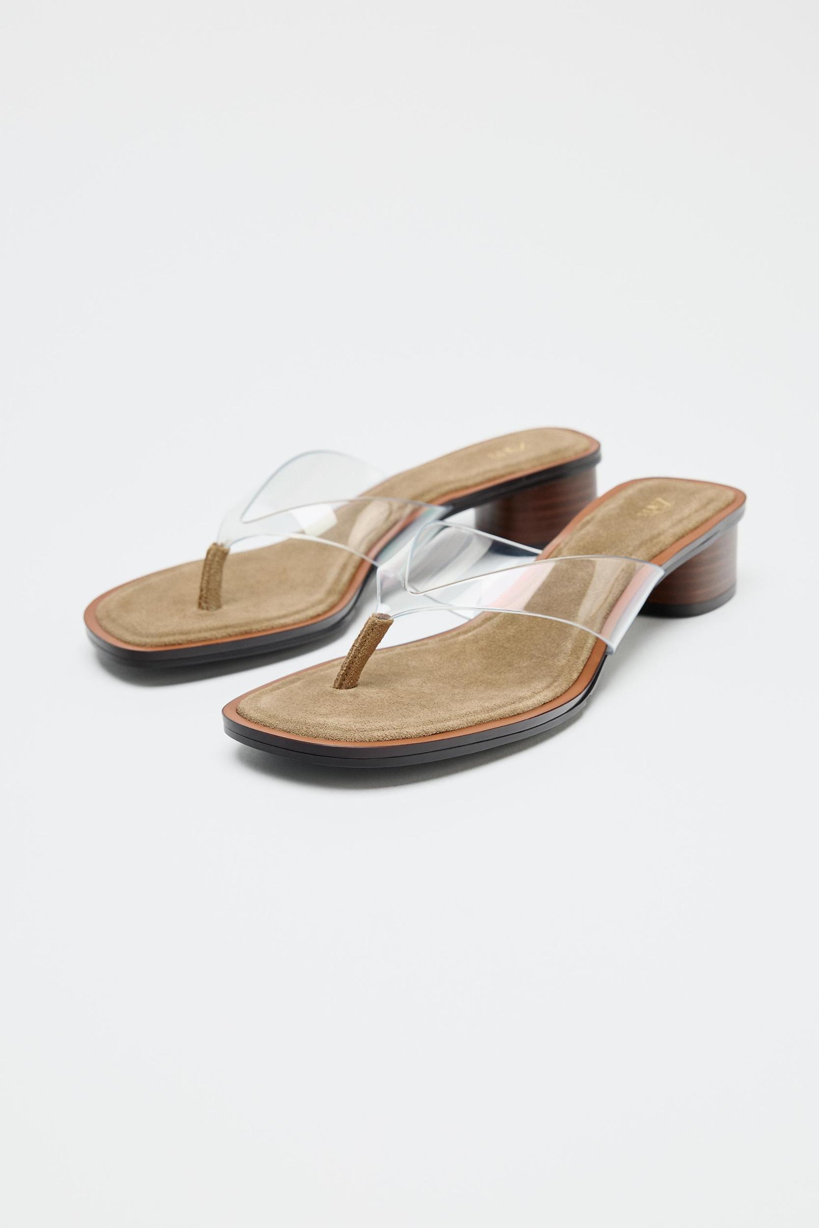 WIDE HEELED VINYL SANDALS Product Image