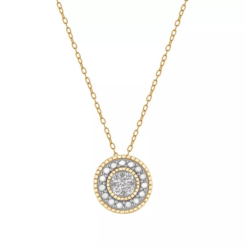 Diamond Brilliance 1/10 Carat T.W. Lab-Grown Diamond Round Pendant Necklace, Womens Gold Tone Product Image