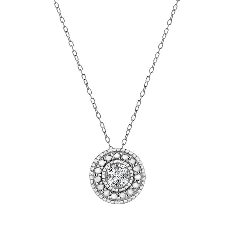 Diamond Brilliance 1/10 Carat T.W. Lab-Grown Diamond Round Pendant Necklace, Womens Silver Tone Product Image