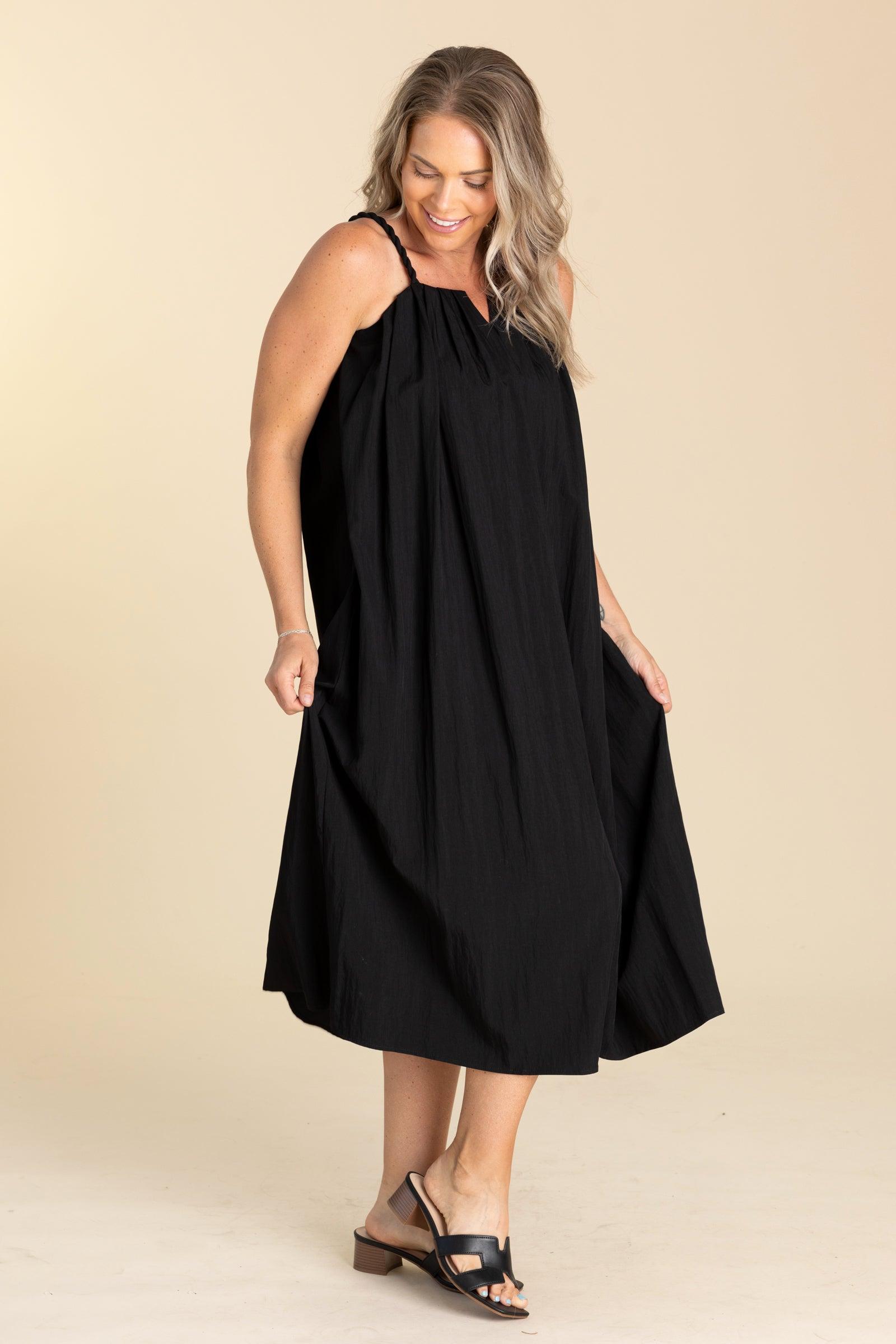 Solid Pleated Woven Midi Dress Product Image