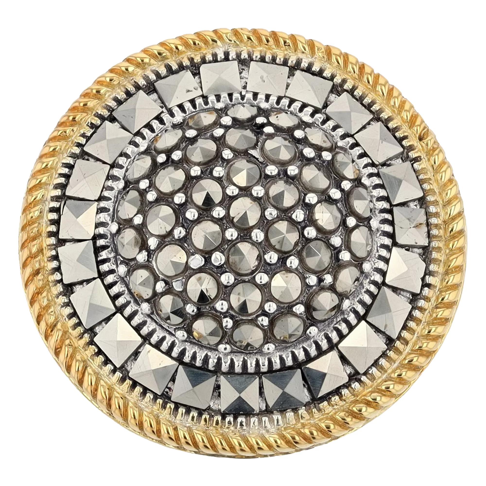 Lavish by TJM Two Tone Sterling Silver Pave Marcasite Ring, Women's, Size: 6 Product Image