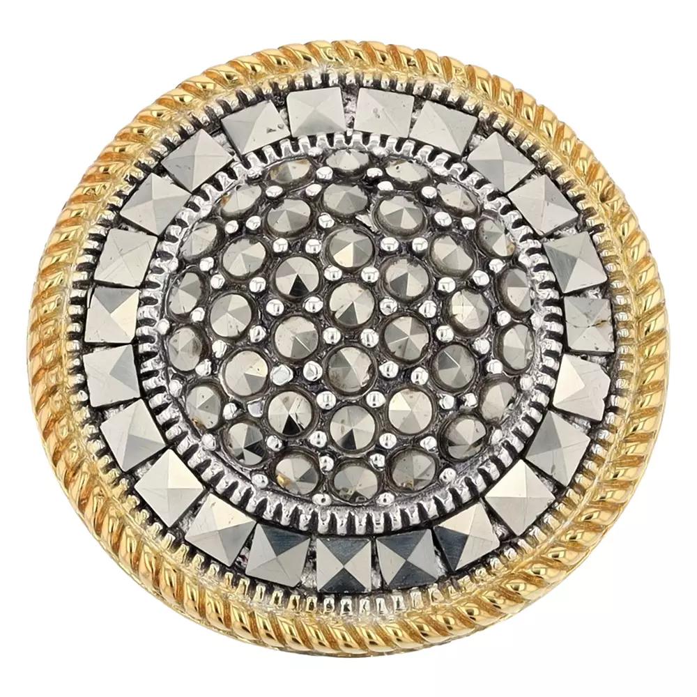 Lavish by TJM Two Tone Sterling Silver Pave Marcasite Ring, Women's, Size: 6 Product Image