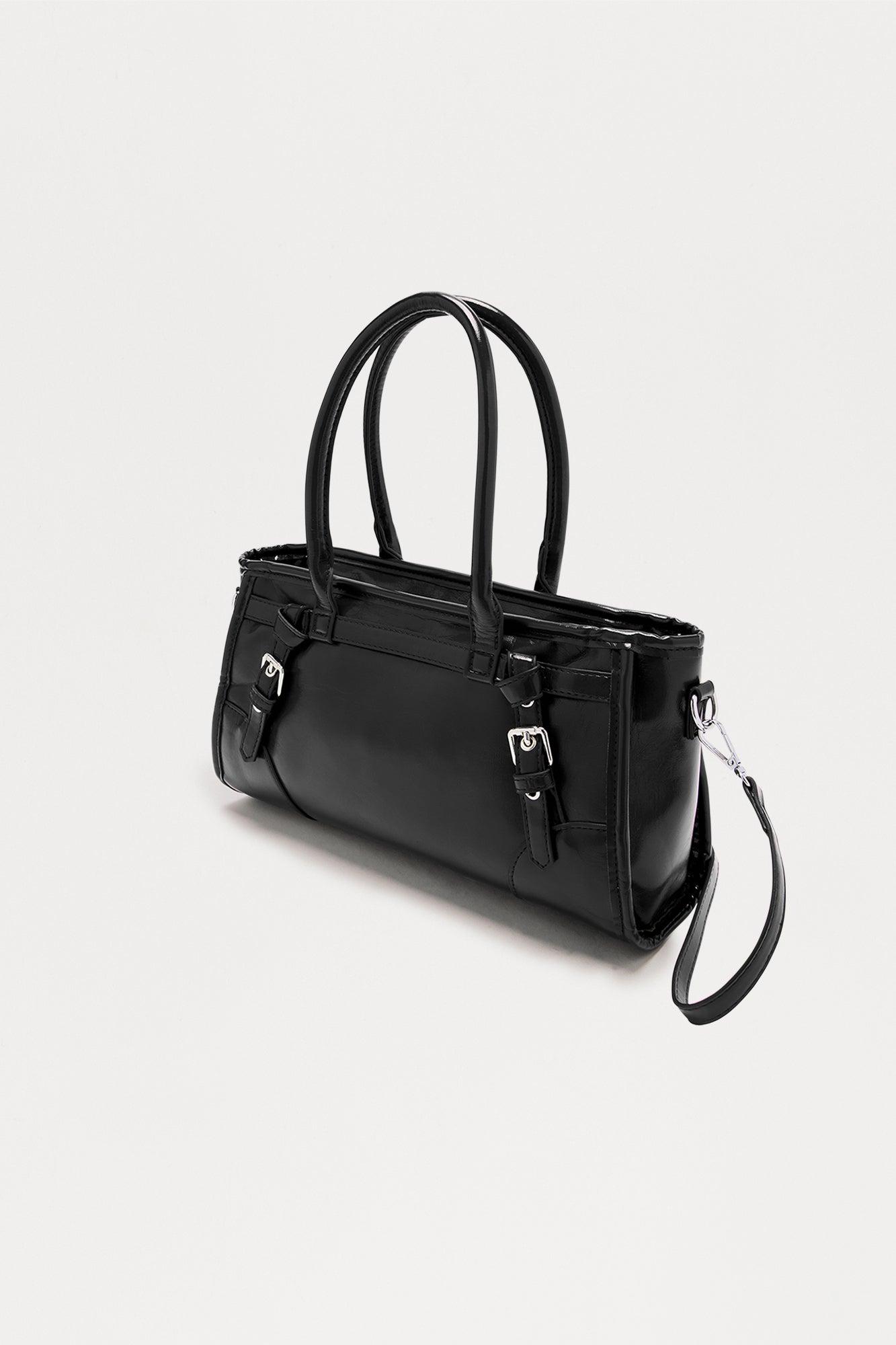 Shine For Me Faux Leather Satchel Bag - Black Female Product Image