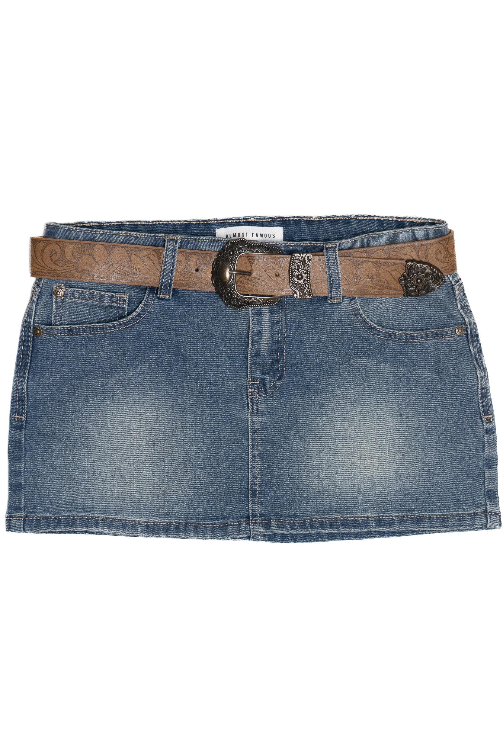 Western Belt Denim Mini Skirt Product Image