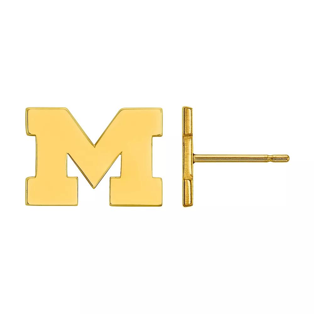 LogoArt Michigan Wolverines Sterling Silver 14K Gold Plated Post Earrings, Women's Product Image