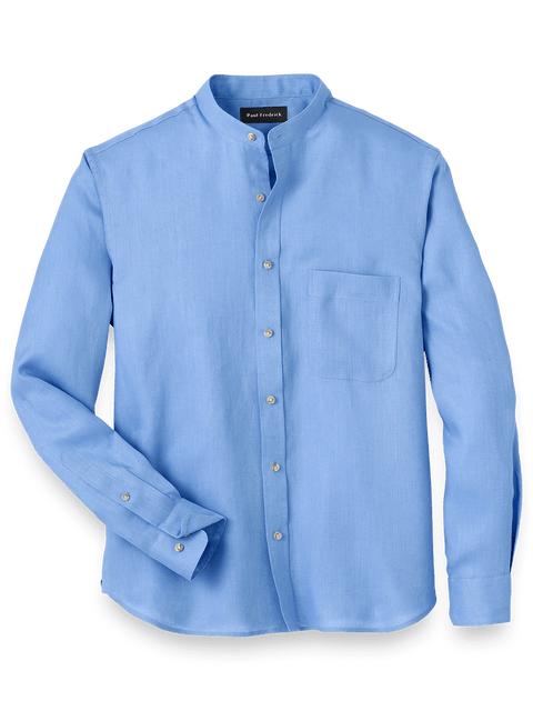 Linen Solid Casual Shirt - Light Blue Product Image