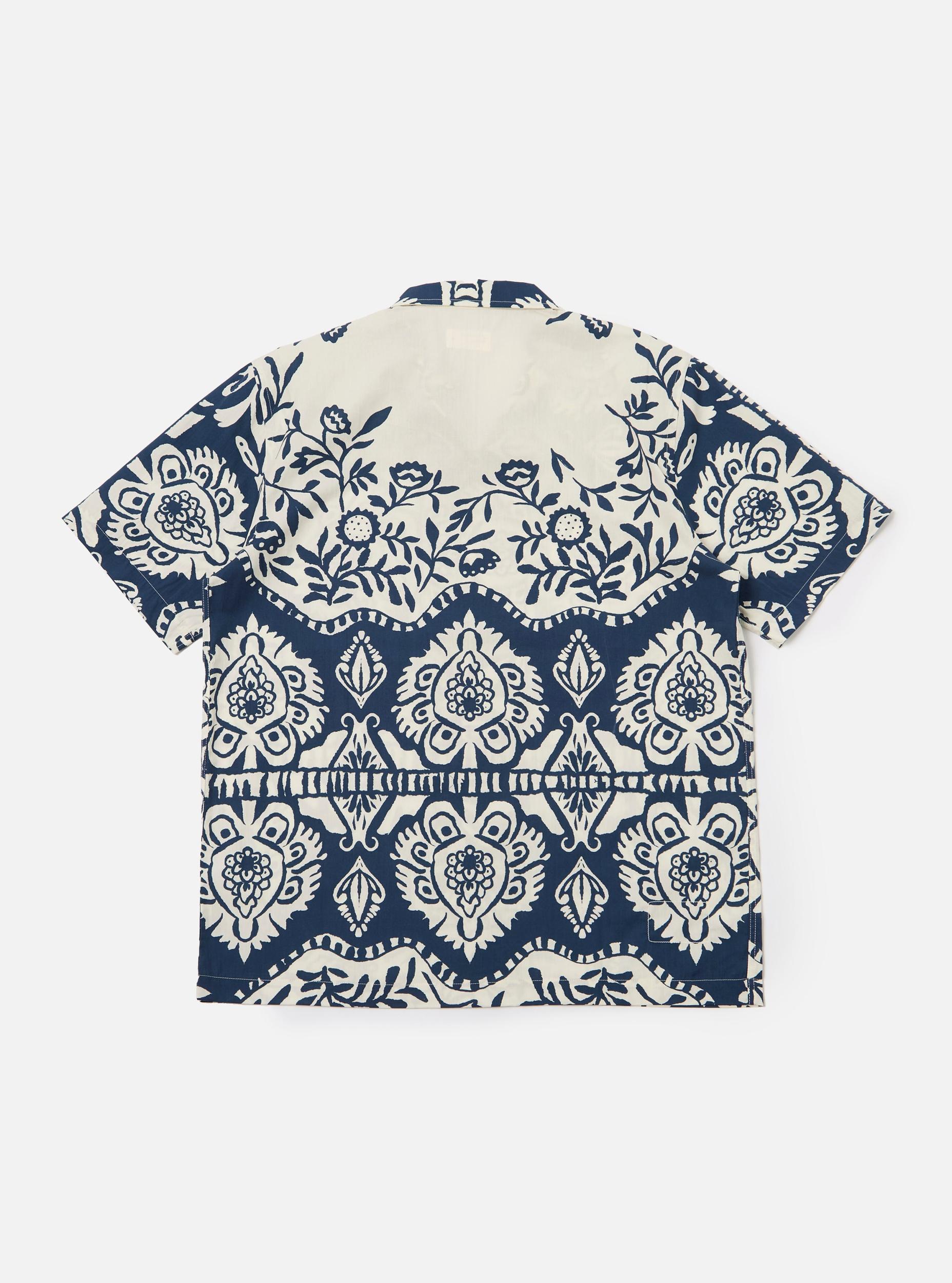 Navy Island Print Cotton Road Shirt Product Image