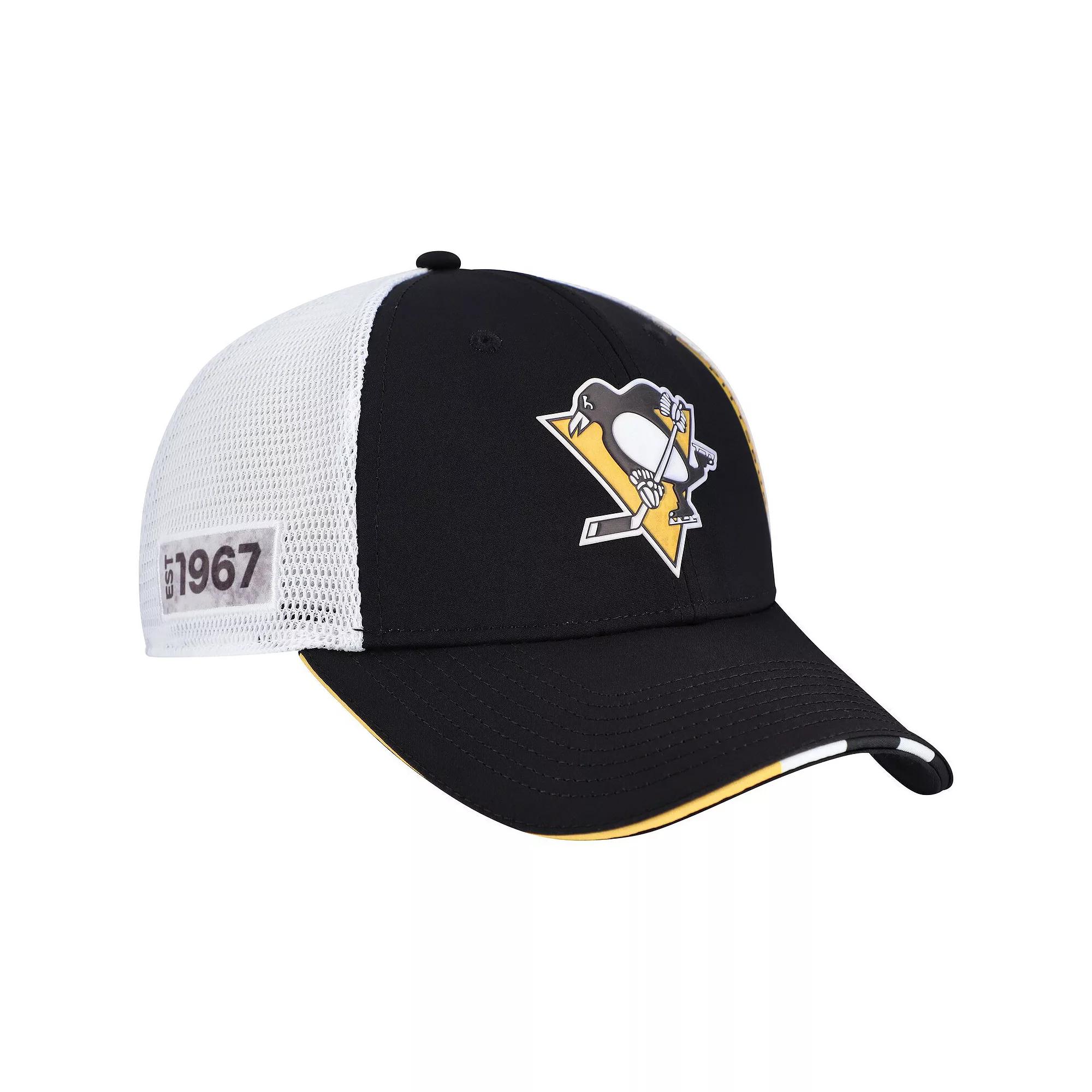 Men's Fanatics  Black Pittsburgh Penguins Authentic Pro Draft Adjustable Trucker Hat Product Image