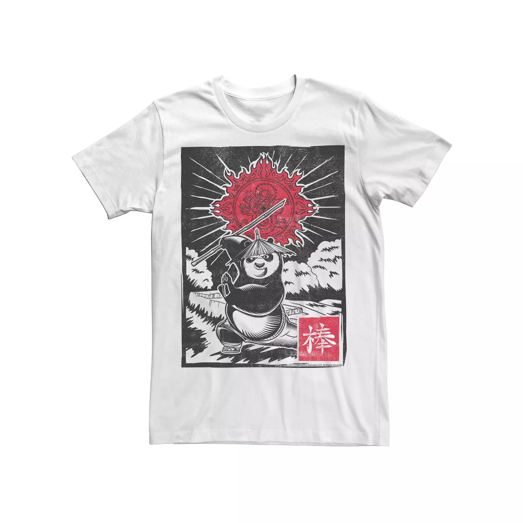 Men's Kung Fu Panda Master Po Action Pose Woodcut Poster Tee,  Product Image