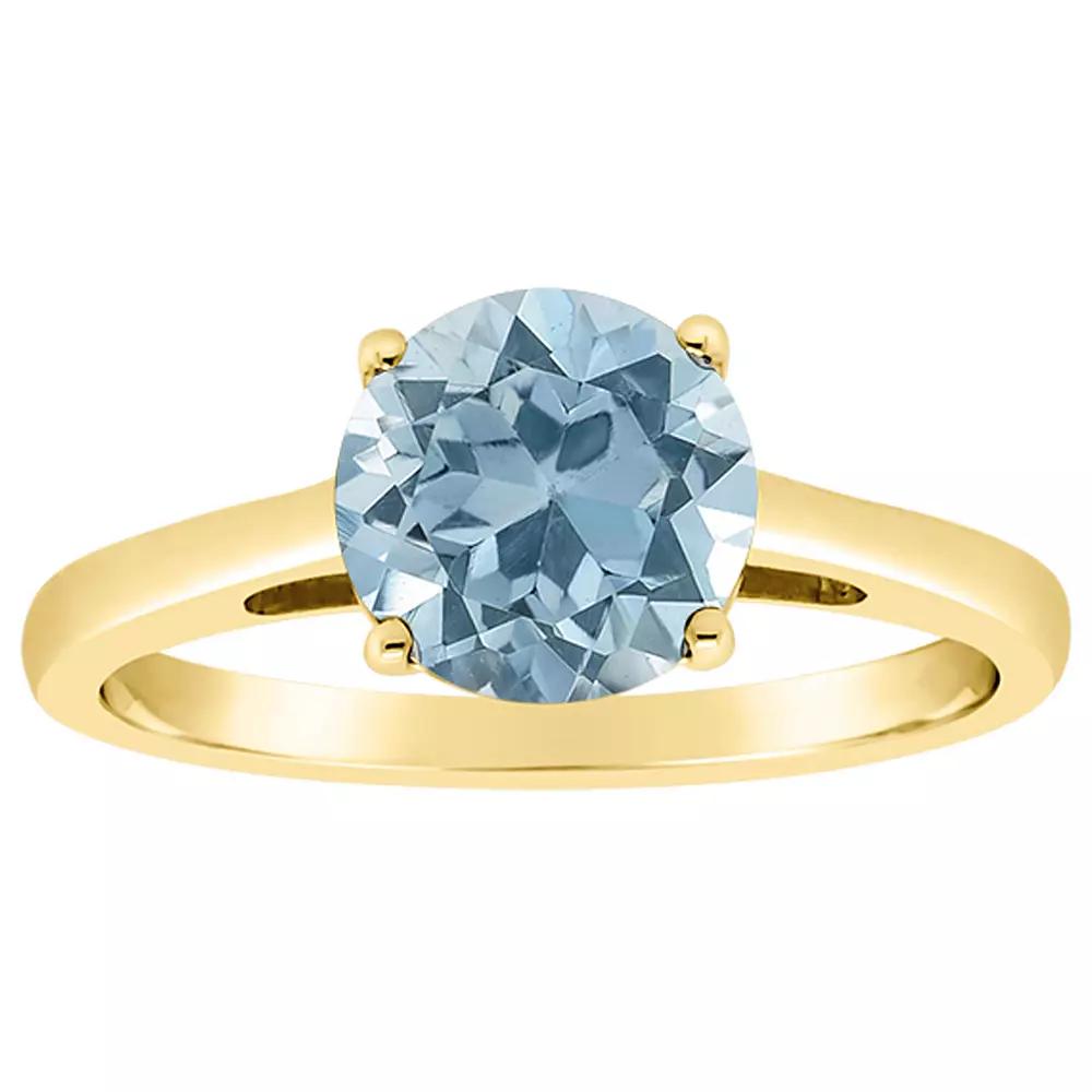 Alyson Layne 14k Gold Round Sky Blue Topaz Solitaire Ring, Women's, Size: 7, 14k White Gold Product Image