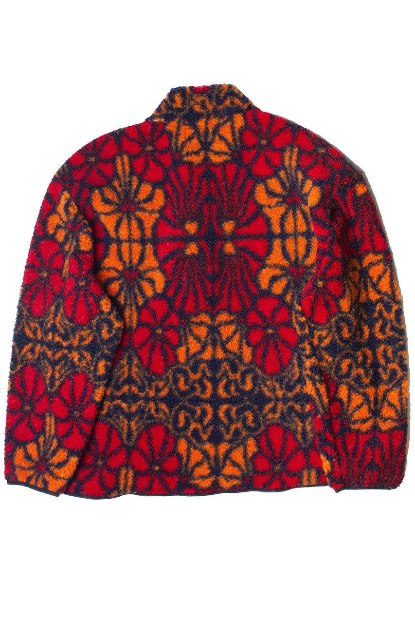 Floral Faux Sherpa Zip Up Jacket Product Image