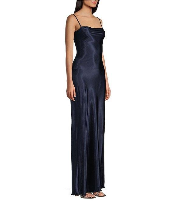Jump Satin Square Neck Tie Back Maxi Gown Product Image