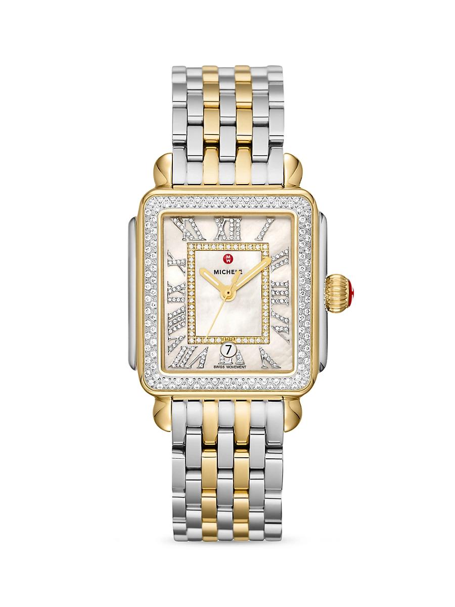 Womens Deco Madison Diamond & Two-Tone Stainless Steel Bracelet Watch Product Image