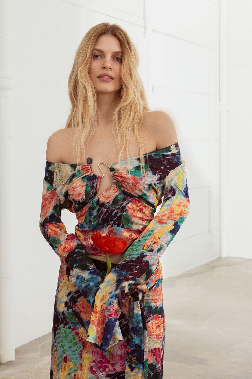 Water Lily Print Viscose Top Product Image