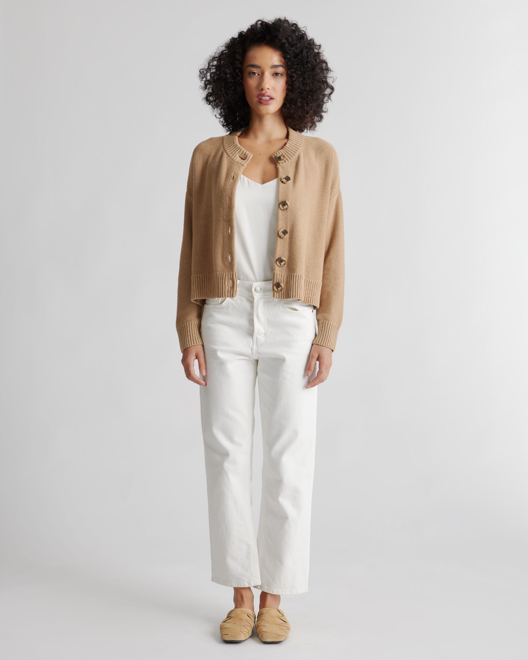 Quince | Women's Cropped Cardigan Sweater Size XL, Organic Cotton Product Image