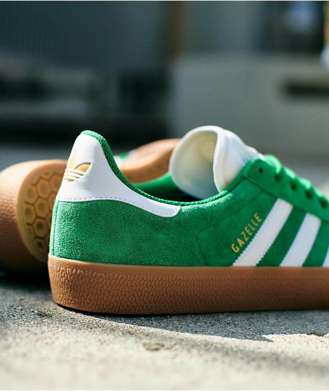 adidas Gazelle ADV Green, White & Gum Skate Shoes Product Image