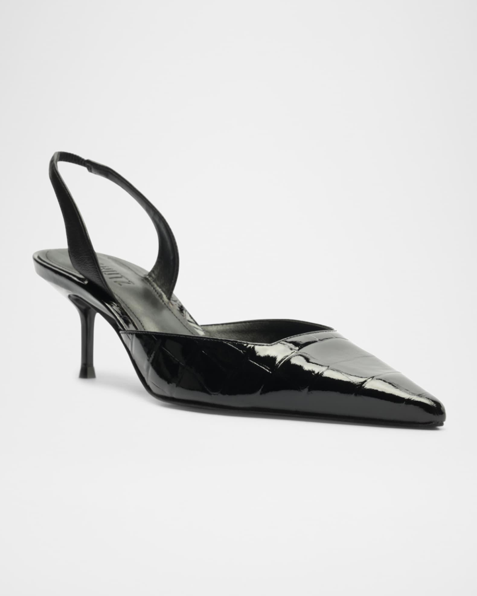 Paola Croc-Embossed Leather Slingback Pumps Product Image