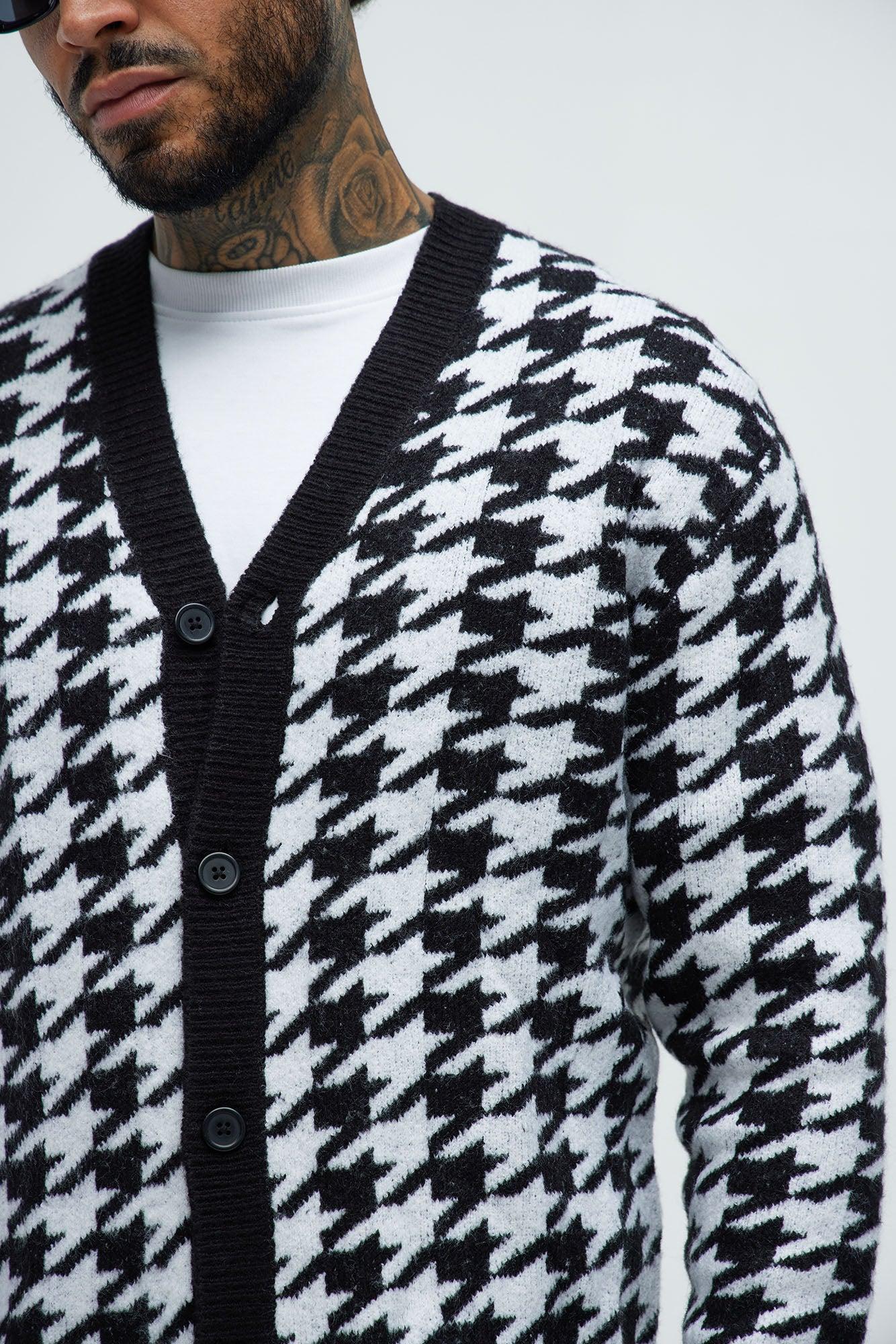 All Around Hound Cozy Cardigan - Black/White Product Image