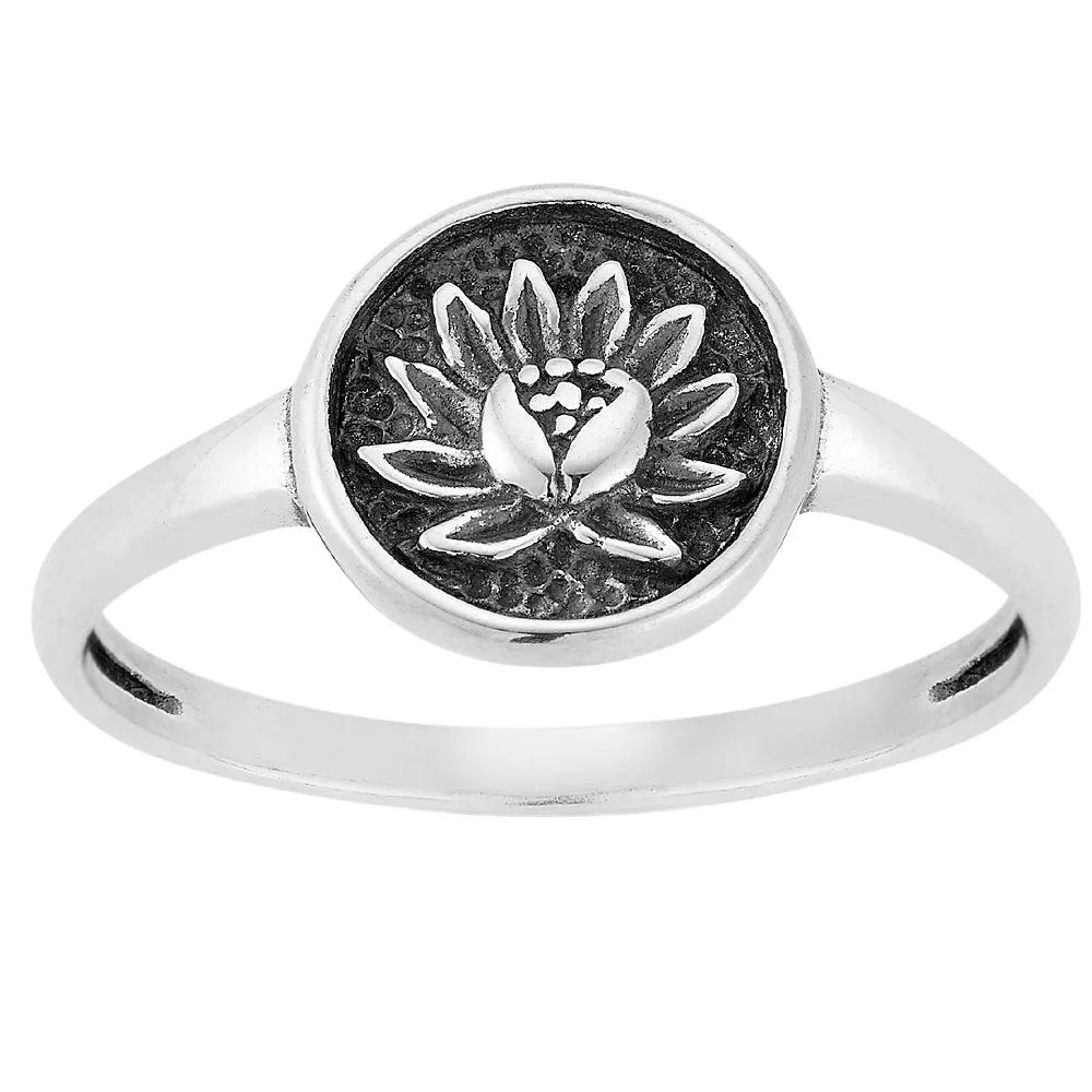 Sunkissed Sterling Sterling Silver Oxidized Flower Ring, Women's, Size: 9, Silver Tone Product Image