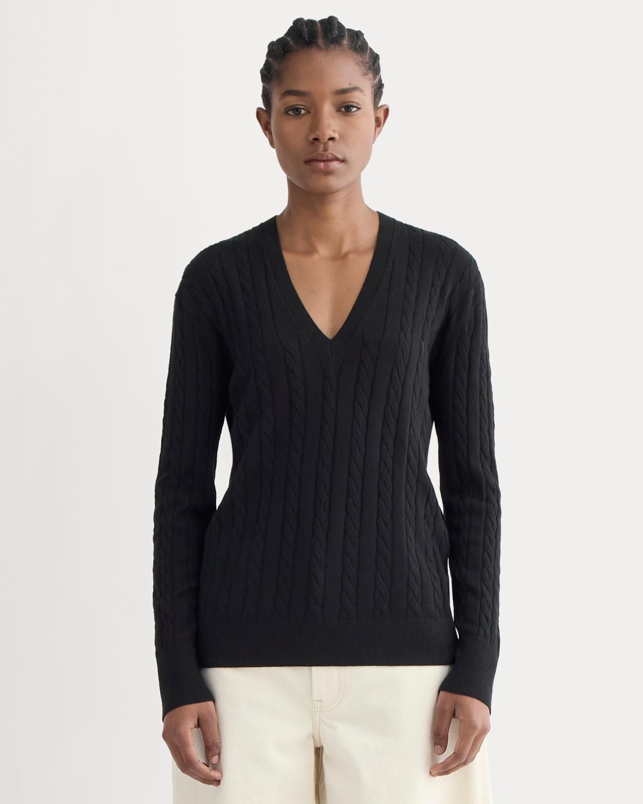 Womens Cable V-Neck in Cotton Cashmere Sweater by Everlane Product Image
