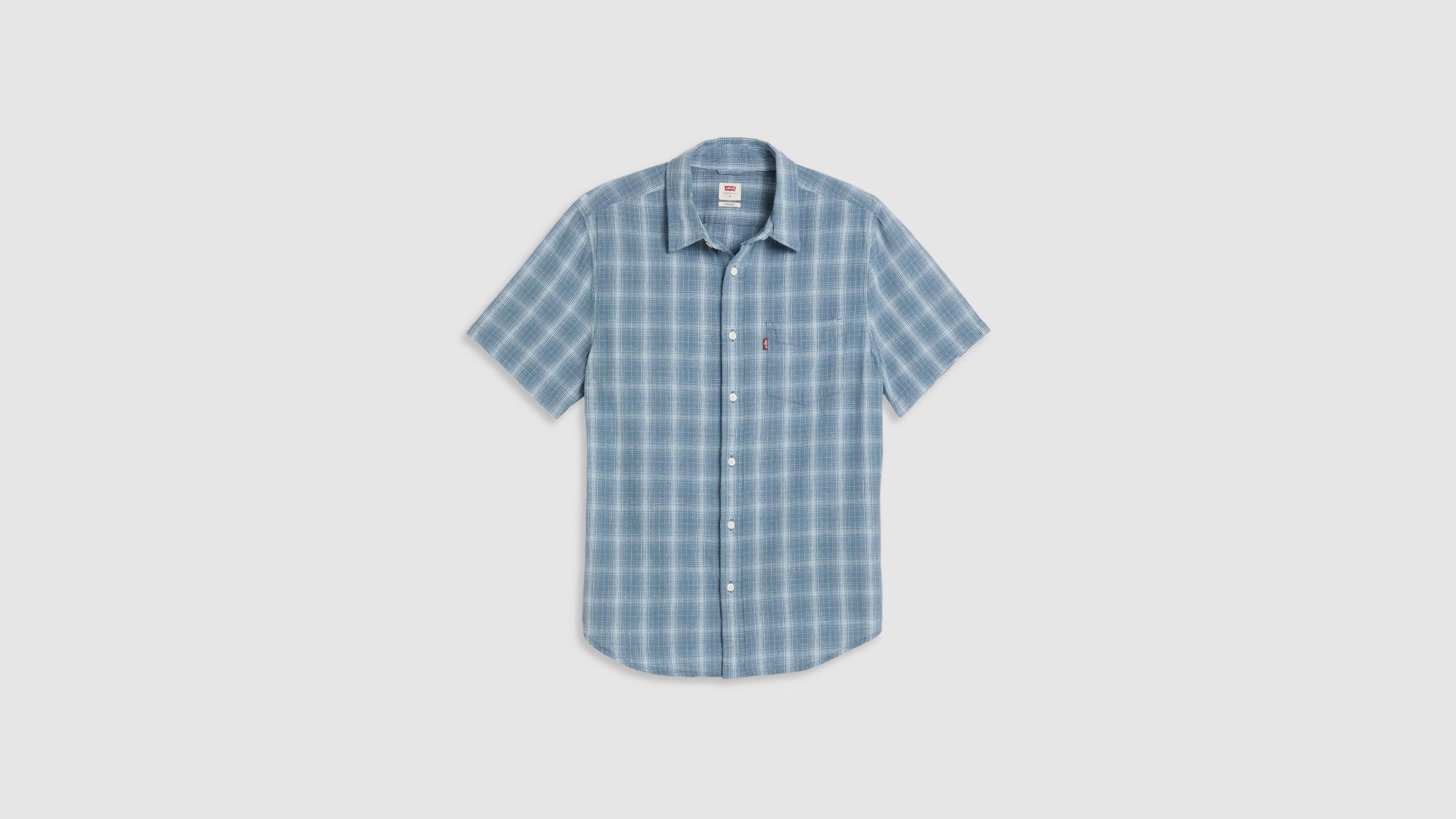 Short Sleeve Sunset Cotton Linen One Pocket Shirt Product Image