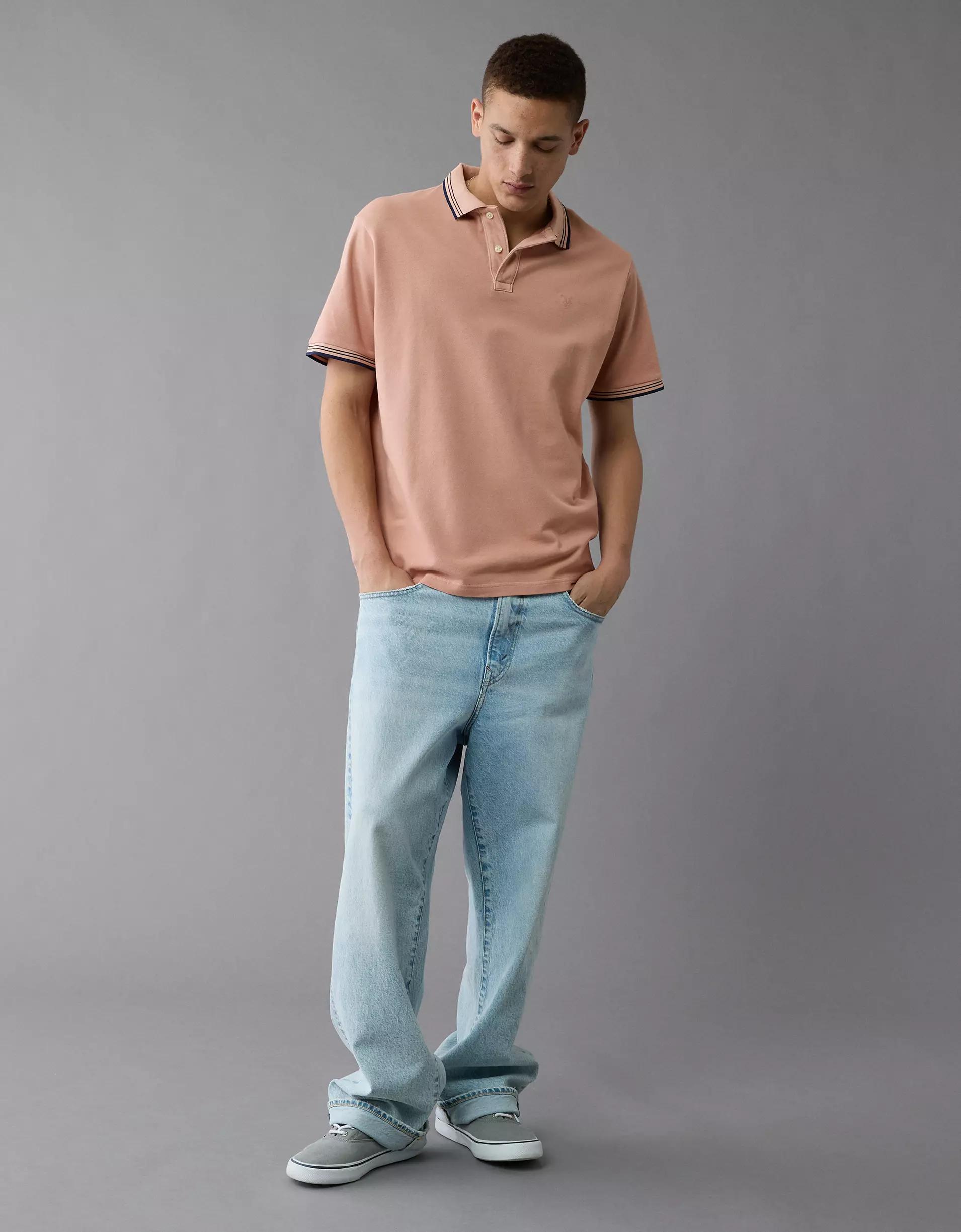 AE Stretch Pique Tipped Polo Shirt Product Image