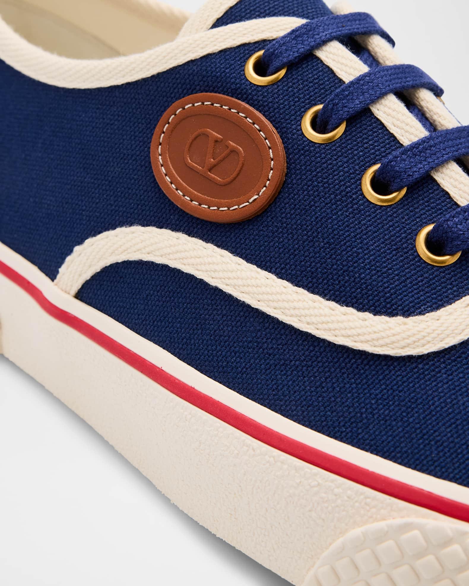 Men's Nojoke Canvas Leather VLogo Low-Top Sneakers Product Image