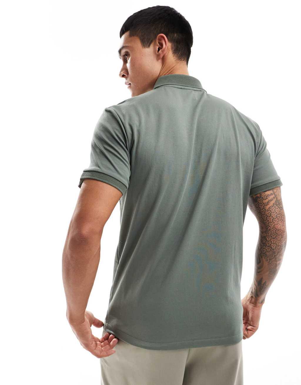 Selected Homme half zip polo shirt in green Product Image