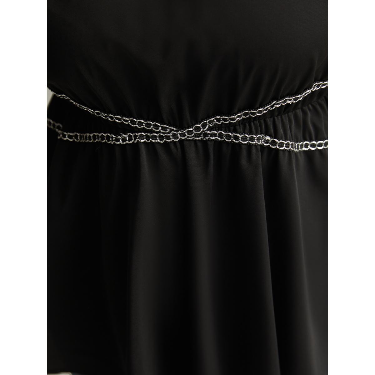 Plus Size Black Halloween Chain Print Keyhole Flutter Sleeve Blouse Women Glamour Half Sleeve Round Neck Festival-Halloween Blouses BloomChic 26/4X Product Image