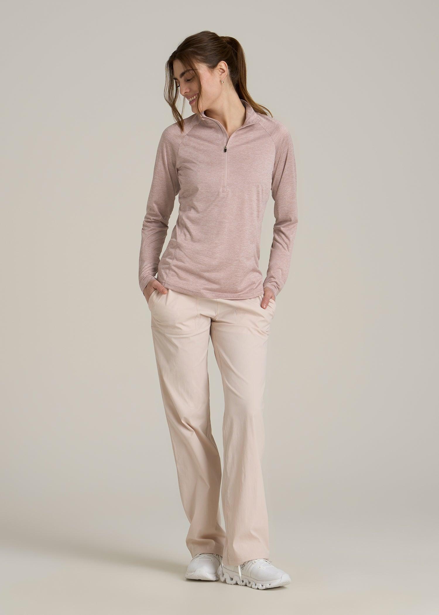 Long Sleeve Active Half-Zip Pullover Jacket for Tall Women in Desert Rose Mix Female Product Image