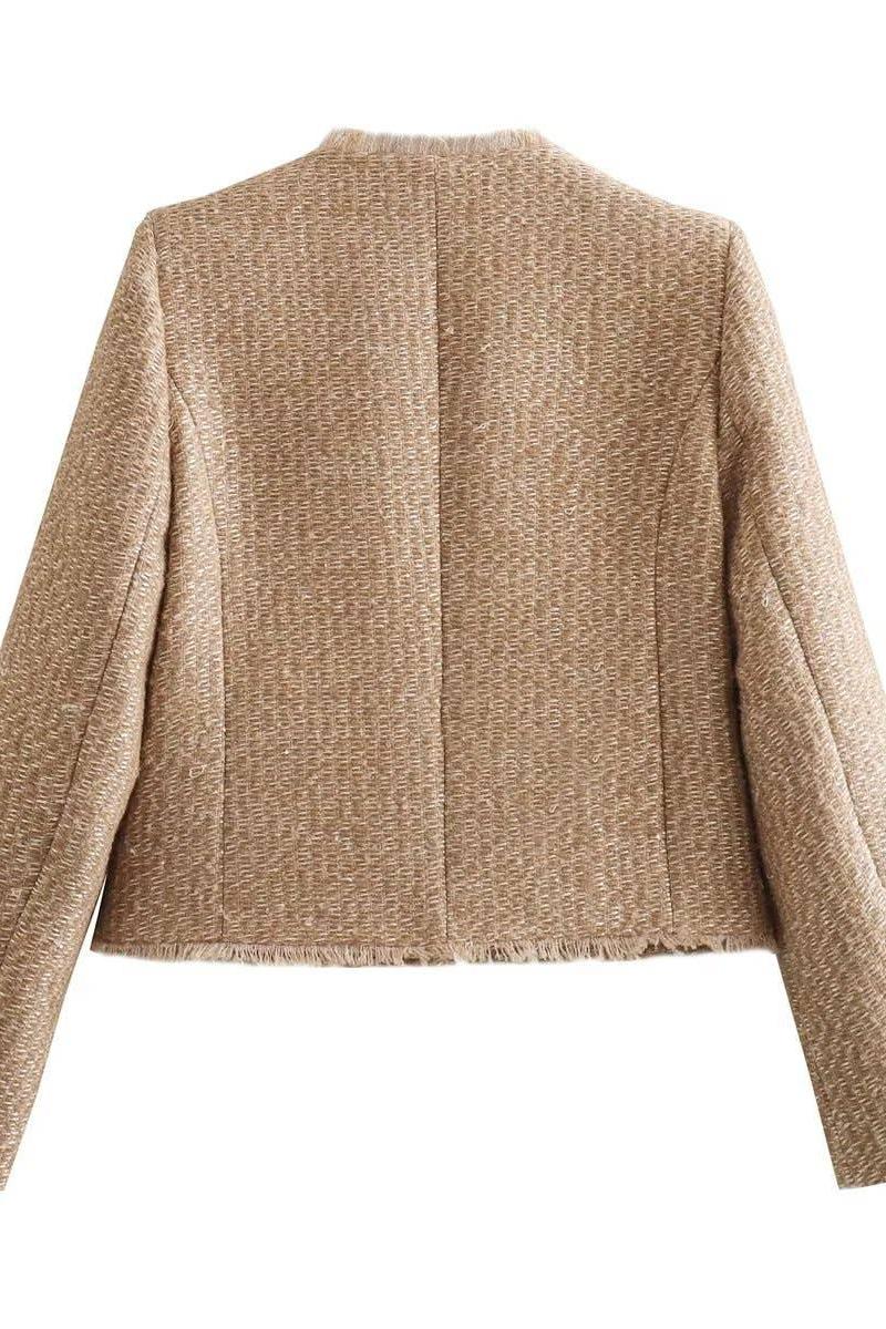 Elegant Vintage Pocket Cropped Jacket Product Image