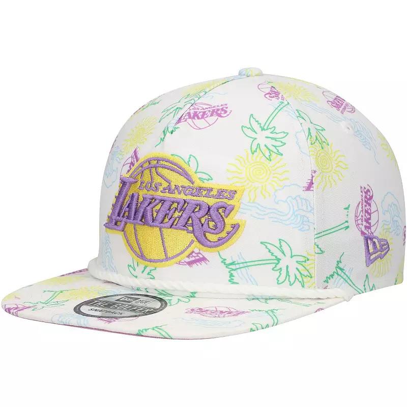 Men's New Era White Los Angeles Lakers Palm Trees and Waves Golfer Adjustable Hat Product Image