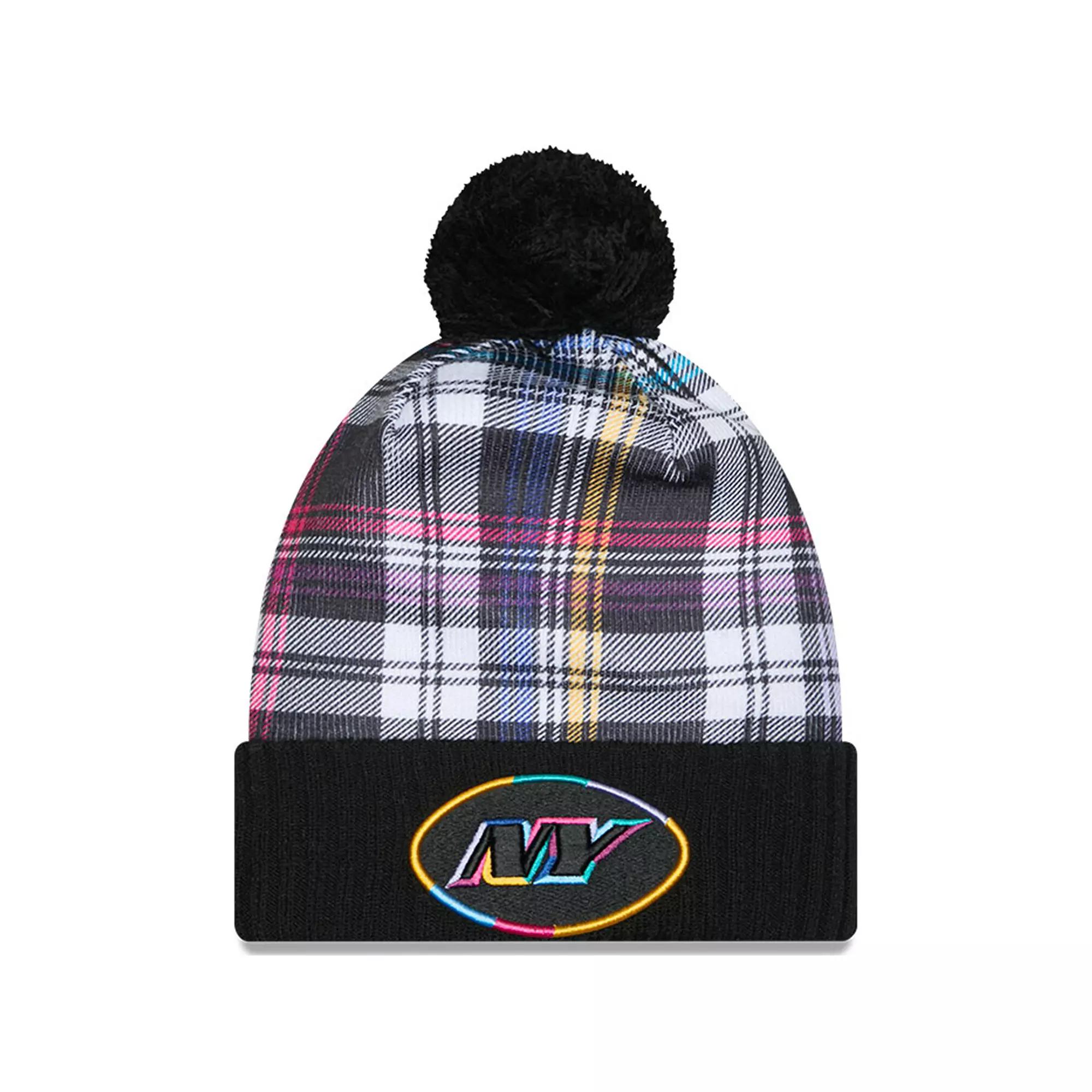 Men's New Era Black New York Jets 2024 NFL Crucial Catch Cuffed Knit Hat with Pom Product Image