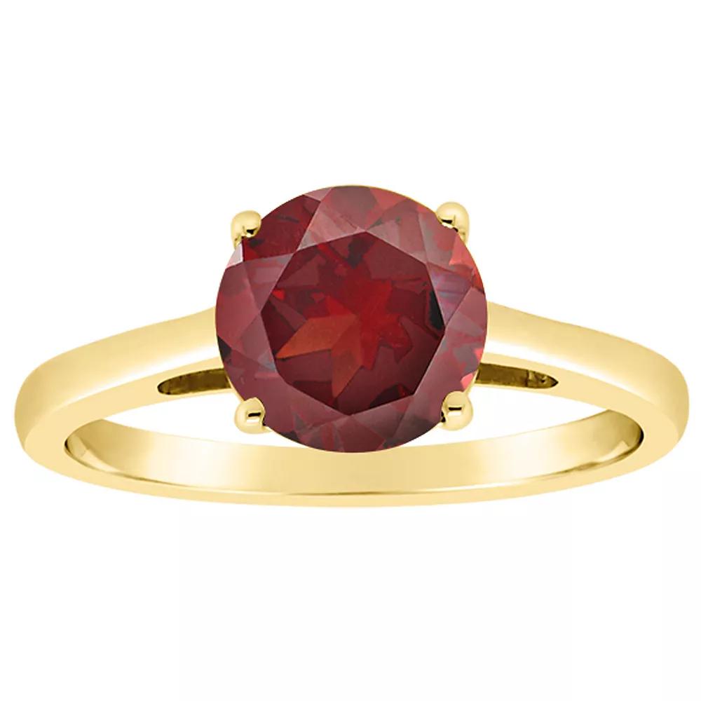 Alyson Layne 14k Gold Round Garnet Solitaire Ring, Womens Product Image