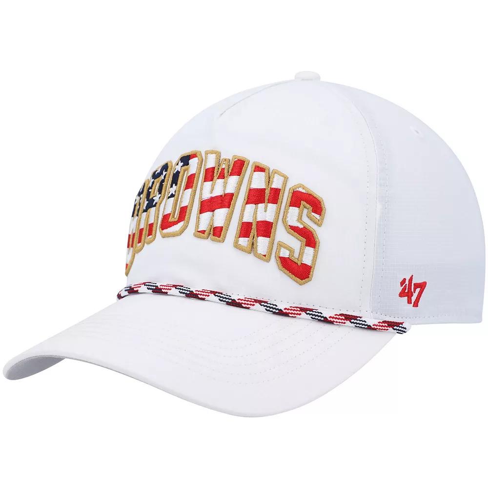 Men's '47 White Cleveland Browns Hitch Stars and Stripes Trucker Adjustable Hat Product Image