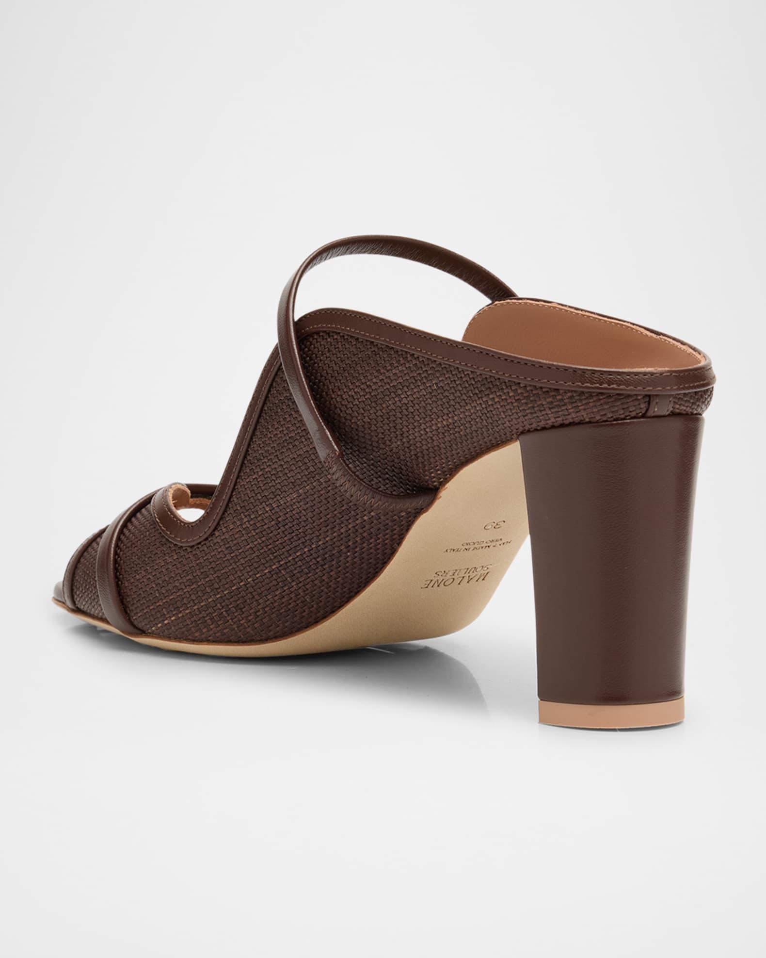 Norah Nappa Leather Raffia Dual-Strap Mule Sandals Product Image