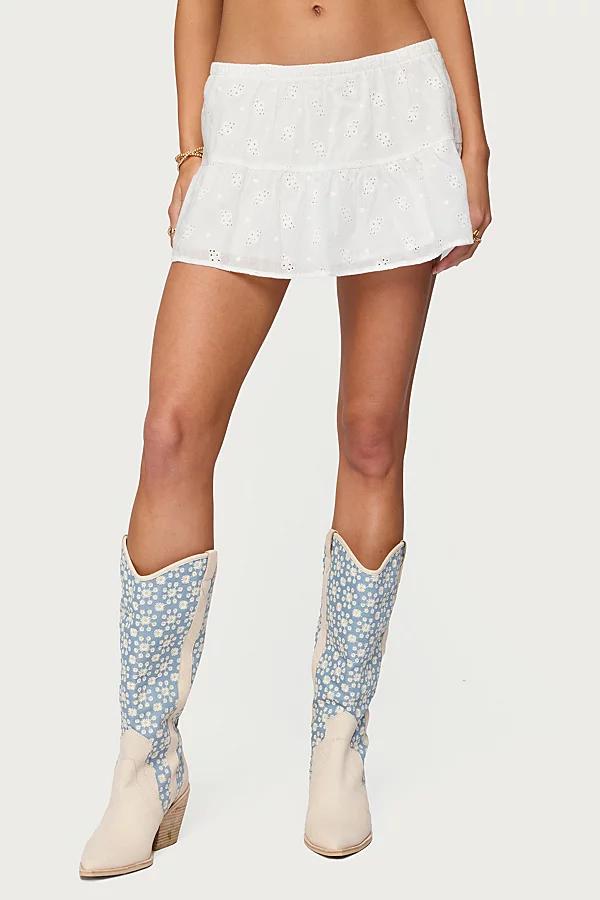 Edikted Dora Eyelet Flared Mini Skirt Womens at Urban Outfitters Product Image
