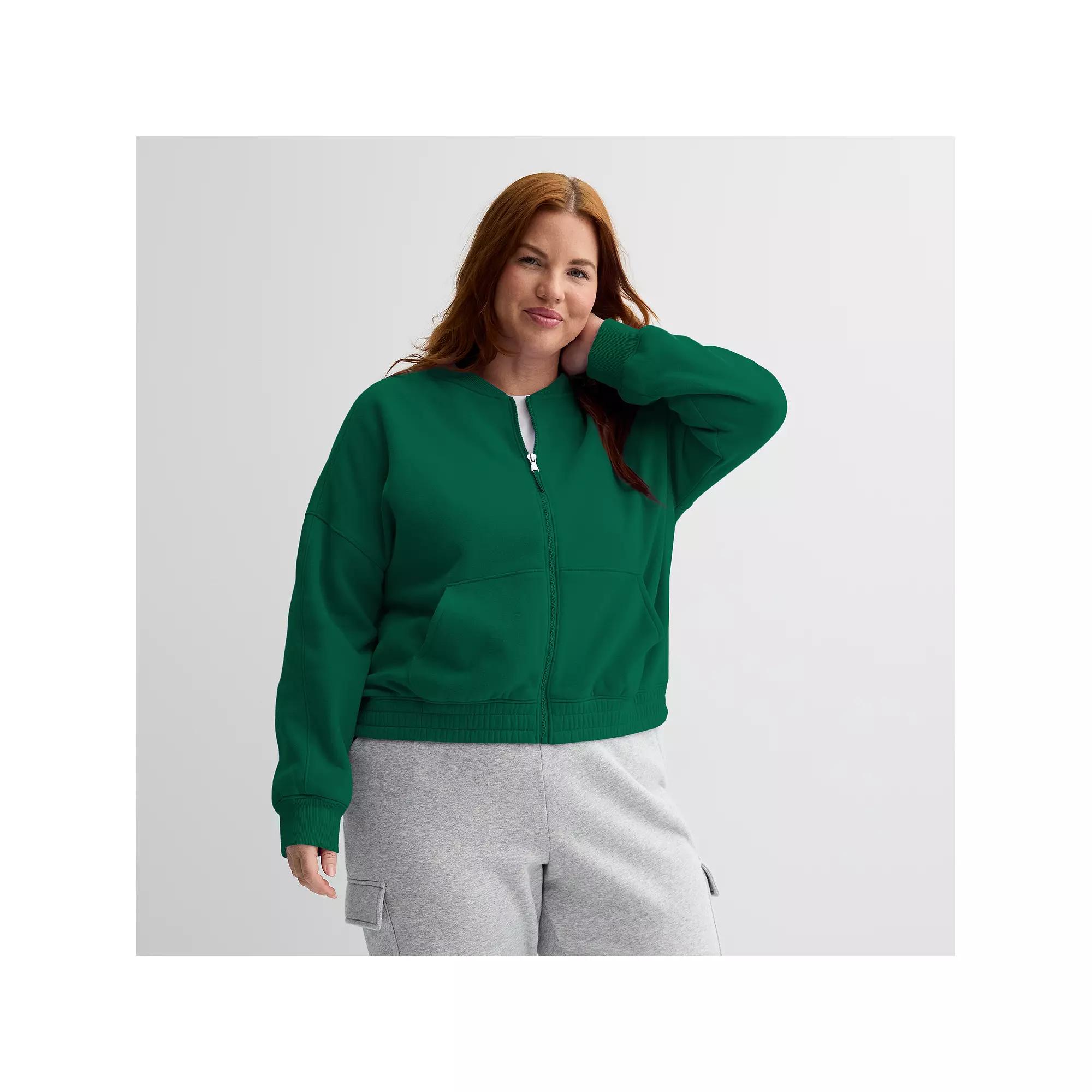 Plus Size Tek Gear® Ultrasoft Cropped Bomber Jacket, Women's, Size: 2XL, Purple Appeal Product Image