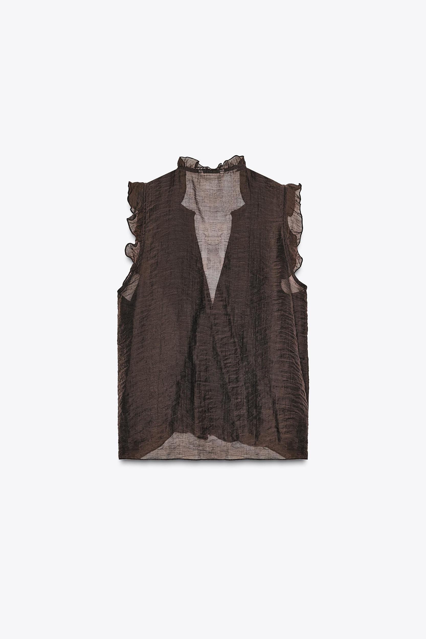 SEMI-SHEER RUFFLED TOP Product Image