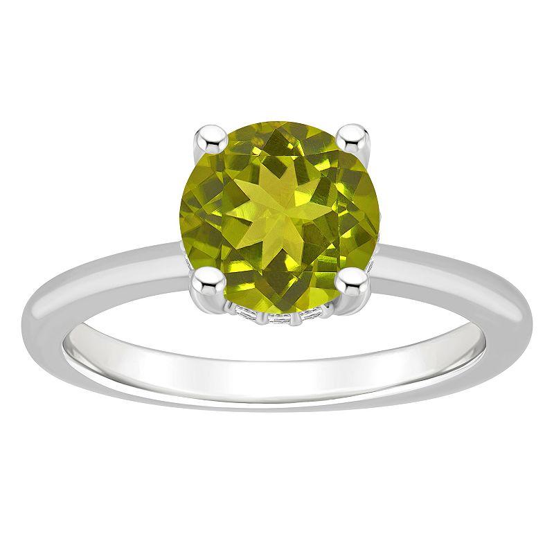 Alyson Layne 14k White Gold Round Peridot & Diamond Accent Ring, Women's, Size: 5 Product Image