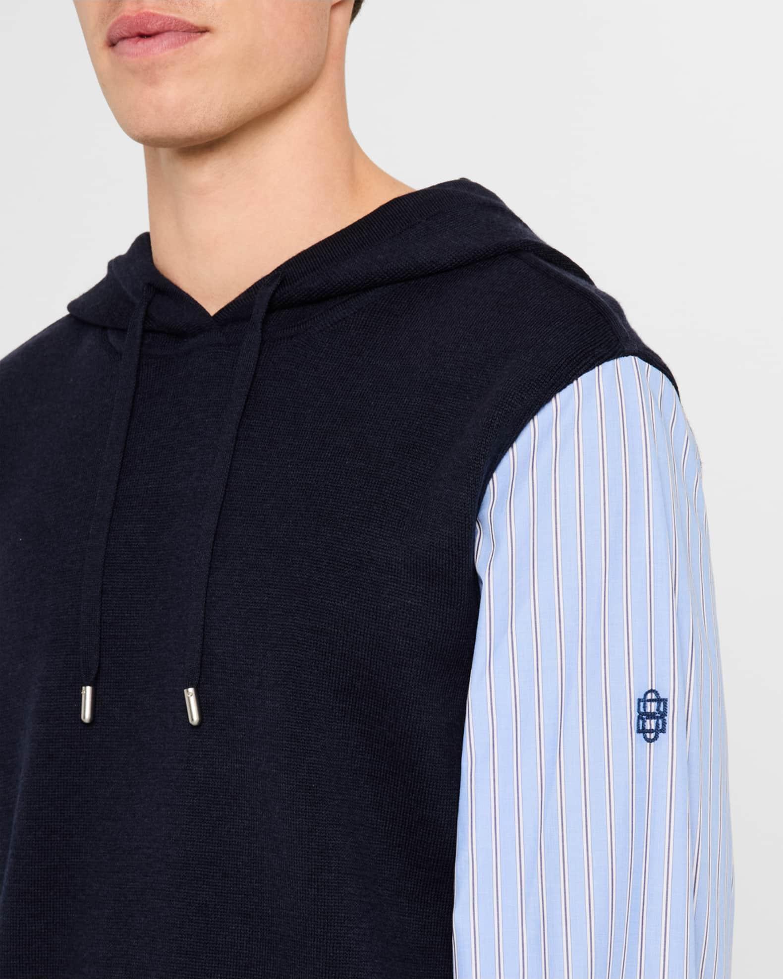 Men's Adonis Stripe Poplin and Knit Mix Combo Hoodie Product Image