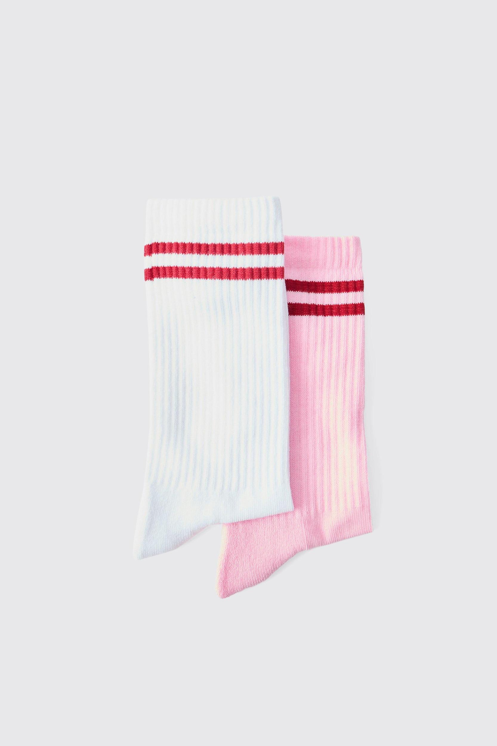 2 Pack Official MAN Highbuild Print Stripe Sport Sock | boohooMAN USA Product Image