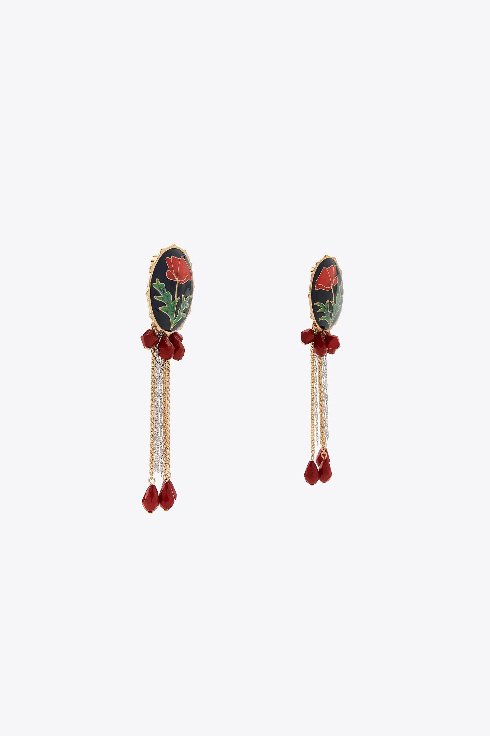 FLORAL BEADED BUTTON EARRINGS Product Image