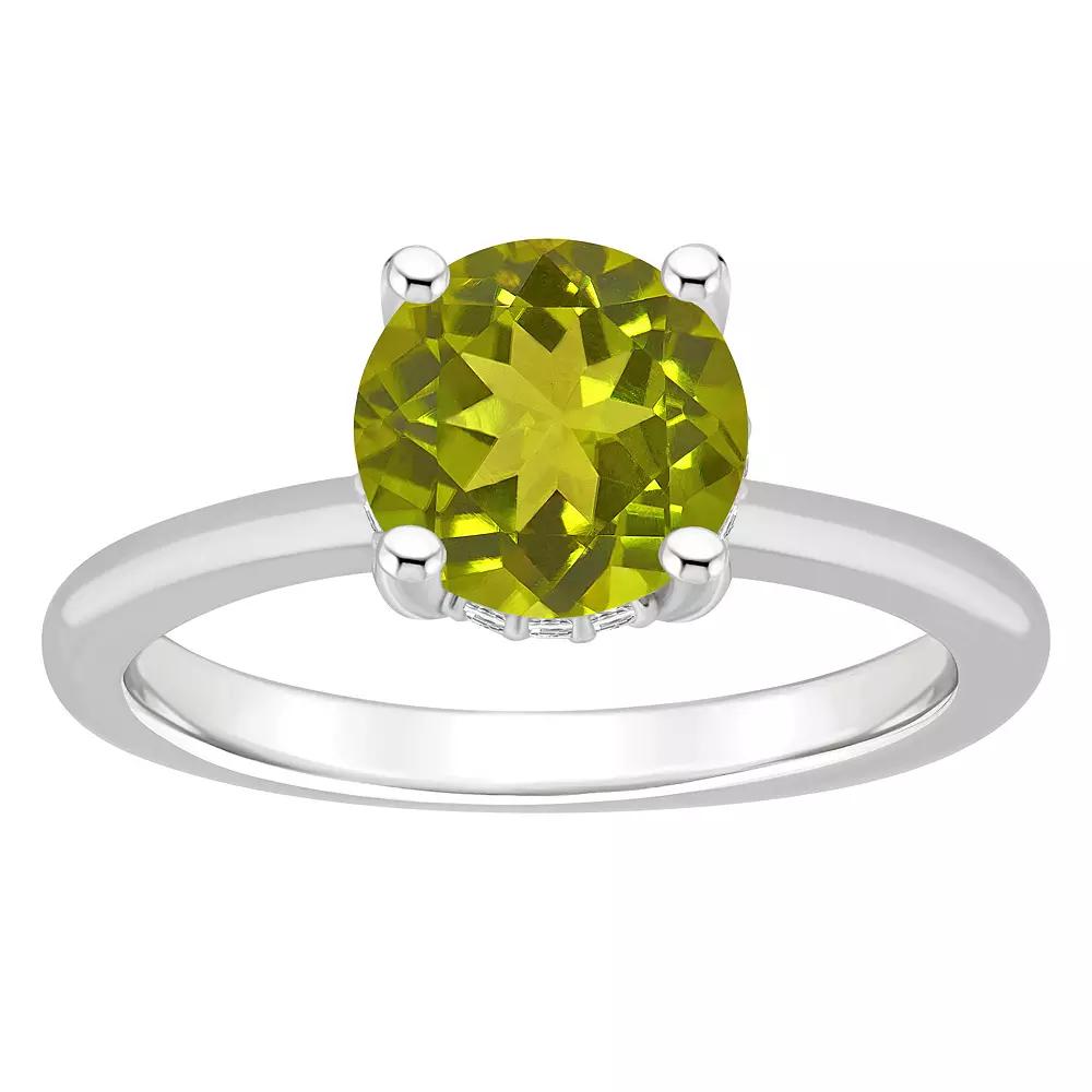 Alyson Layne 14k White Gold Round Peridot & Diamond Accent Ring, Women's, Size: 5 Product Image