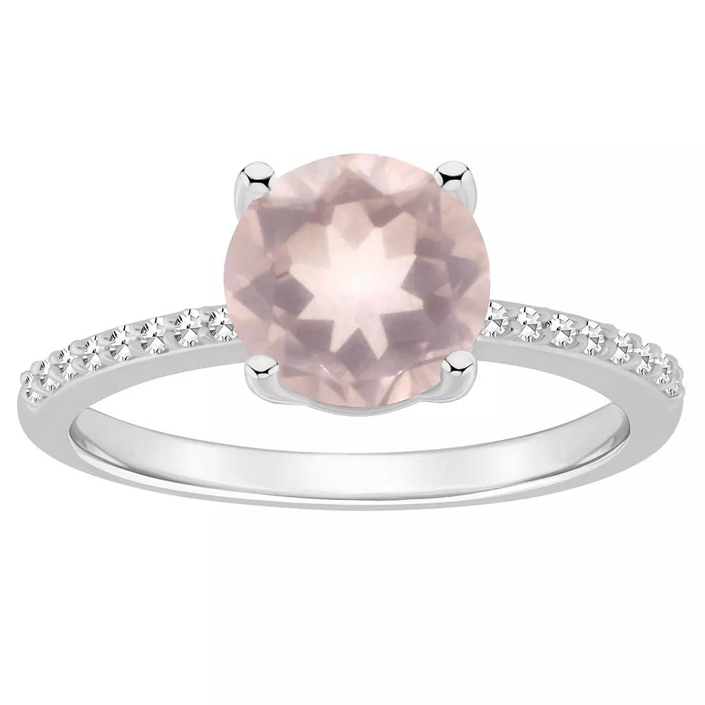 Alyson Layne Sterling Silver 8 mm Round Gemstone & 1/10 Carat T.W. Diamond Ring, Women's,  Product Image