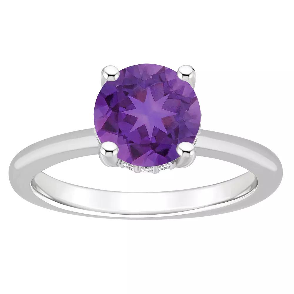 Alyson Layne Sterling Silver 8 mm Round Gemstone & Diamond Accent Ring, Women's, Size: 9, Purple Product Image